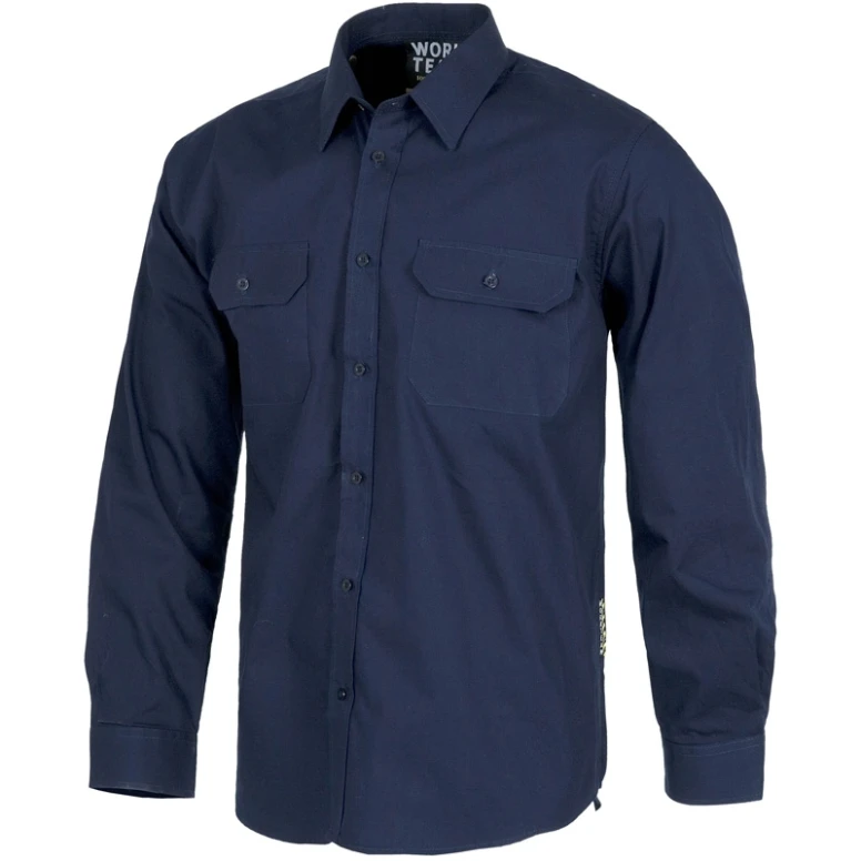 Liquidación total - Camisa de trabajo reforzada de algodón a manga larga - Workteam número 54 color gris