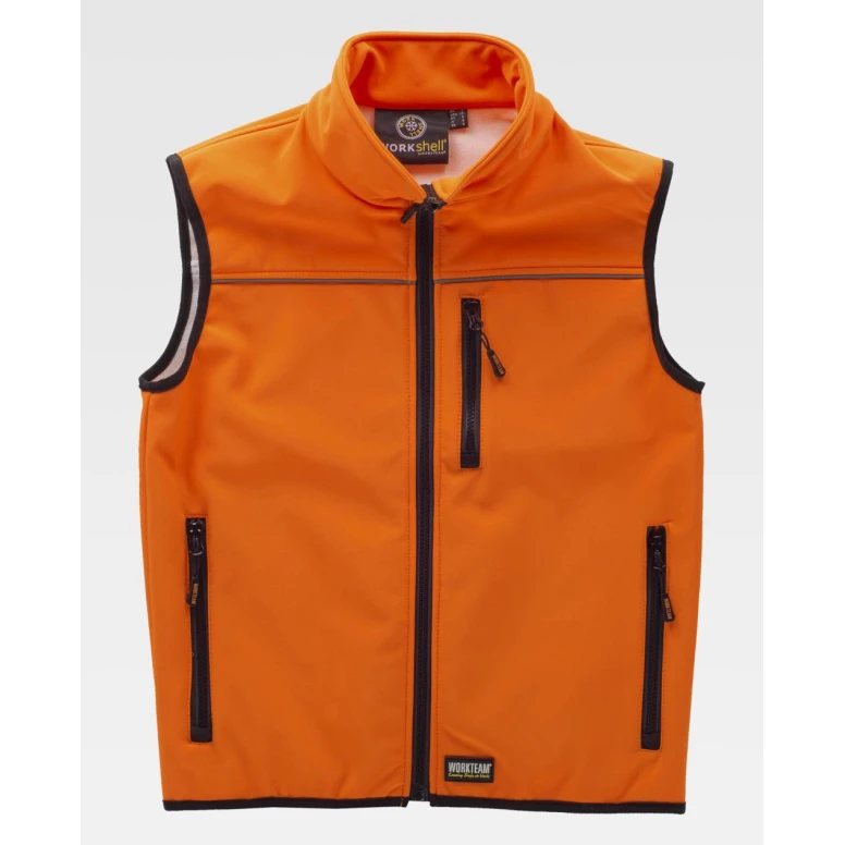 Liquidación total - Chaleco de trabajo Softshell Stretch Alta visibilidad S9320 - Workteam Talla m color naranja