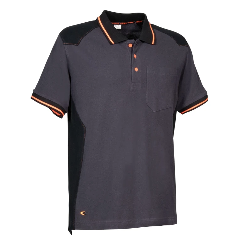 Liquidación total - Polo de trabajo Cofra Tudela 100% algodón V620-0-03 Talla 3xl color antracita negro naranja