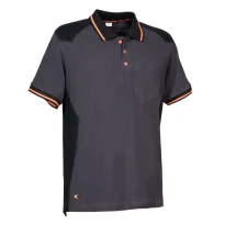 Liquidación total - Polo de trabajo Cofra Tudela 100% algodón V620-0-03 Talla 3xl color antracita negro naranja