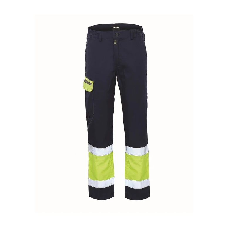 Liquidación total - Pantalón de trabajo Alta visibilidad Multibolsillos Rossini TPS A00151 Talla 4XL color amarillo azul