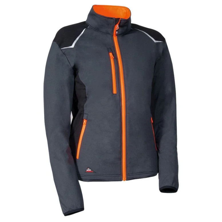 Liquidación total - Sudadera de trabajo Stretch Multibolsillos Cofra Deurne V648-0-02 color antracita negro naranja Talla S
