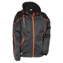 Liquidación total - Chaqueta con capucha de trabajo Softshell Cofra Jacuzia V387-0-02 negro/rojo Talla M