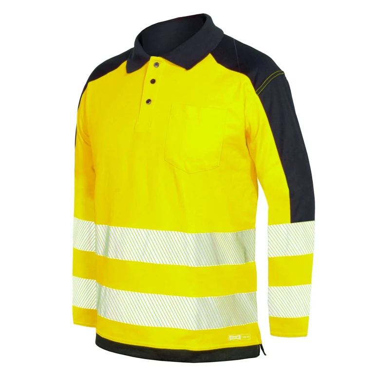 Polo de manga larga Alta Visibilidad con bandas segmentadas termoselladas Issa Line HV 08194N