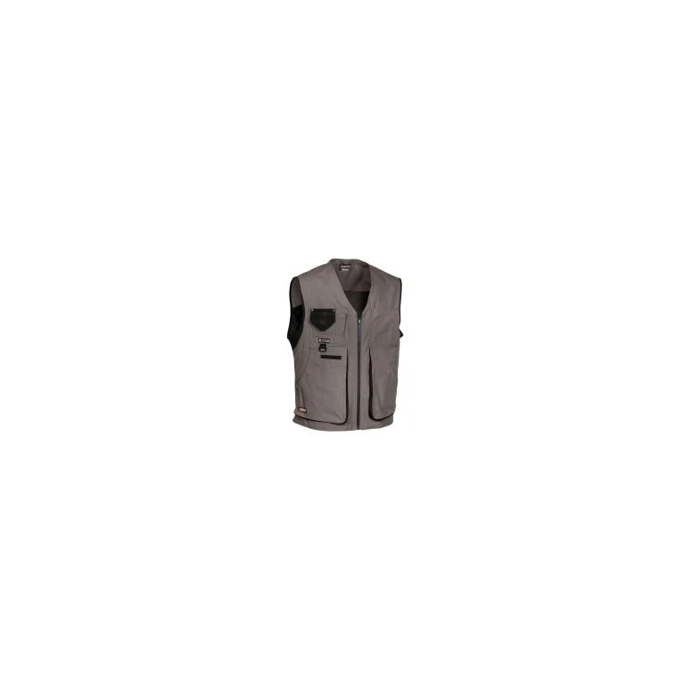 Liquidación total - Chaleco de trabajo Multibolsillos Cofra Zurich 100% algodón Canvas V055-0-00 número 54 color celeste negro