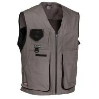 Liquidación total - Chaleco de trabajo Multibolsillos Cofra Zurich 100% algodón Canvas V055-0-00 número 54 color celeste negro