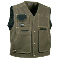 Liquidación total - Chaleco de trabajo Multibolsillos Cofra Zurich 100% algodón Canvas V055-0-00 número 54 color celeste negro