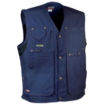 Liquidación total - Chaleco de trabajo Multibolsillos Cofra Zurich 100% algodón Canvas V055-0-00 número 54 color celeste negro