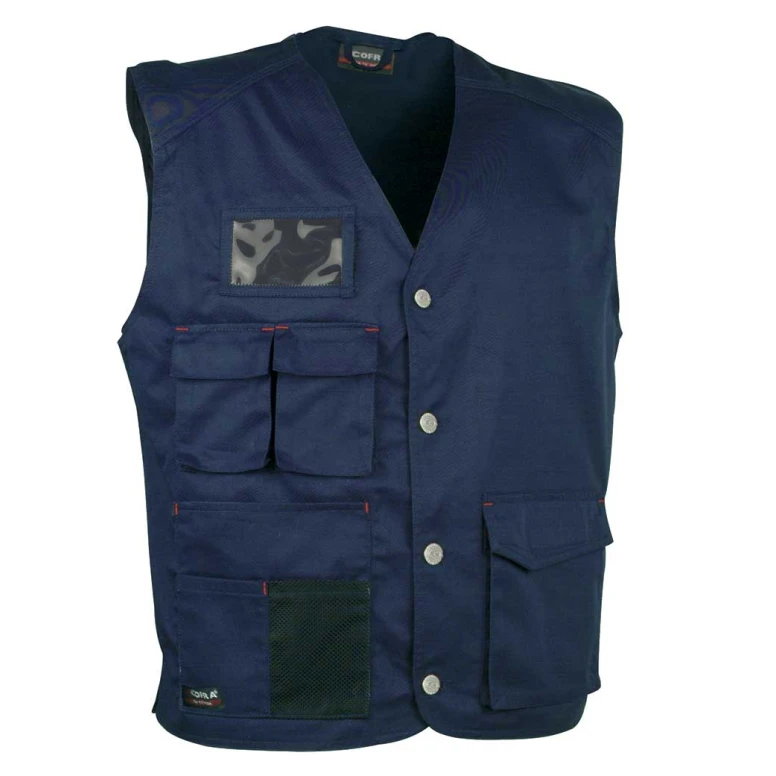 Liquidación total - Chaleco de trabajo Multibolsillos Cofra Monastir 100% algodón V285-0-02 Talla 4XL color Negro