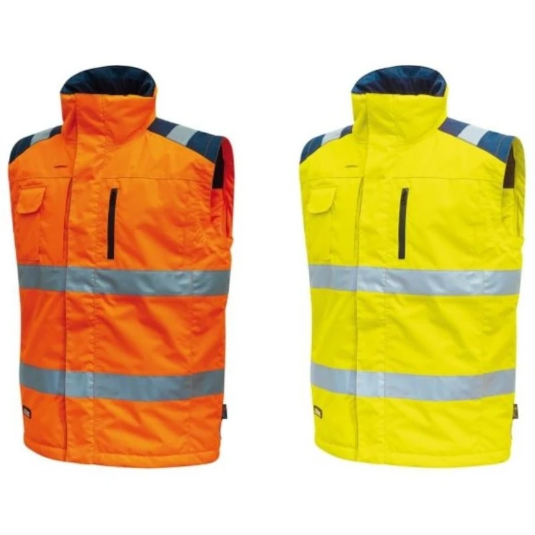 Liquidación total - Chaleco Acolchado de trabajo Multibolsillos Alta visibilidad U-Power Prime HL159YF Talla L Orange flúor