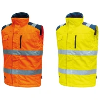 Liquidación total - Chaleco Acolchado de trabajo Multibolsillos Alta visibilidad U-Power Prime HL159YF Talla L Orange flúor