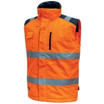 Liquidación total - Chaleco Acolchado de trabajo Multibolsillos Alta visibilidad U-Power Prime HL159YF Talla L Orange flúor