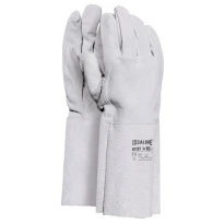 12 Pares - Guantes de trabajo reforzados en cuero crustáceo de bovino con puño cm 15 - Issa Line 07122