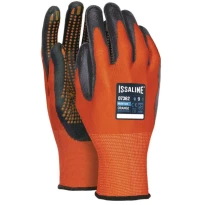 12 Pares - Guantes de trabajo Orange Dots de nitrilo - Issa Line 07362