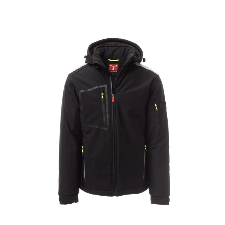Liquidación total - Chaquetón de trabajo Softshell Stretch Multibolsillos Payper Stream Pad AY 7256 Talla 5XL negro/negro