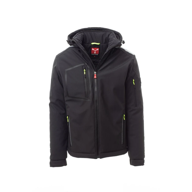 Liquidación total - Chaquetón de trabajo Softshell Stretch Multibolsillos Payper Stream Pad AY 7256 Talla 5XL negro/negro
