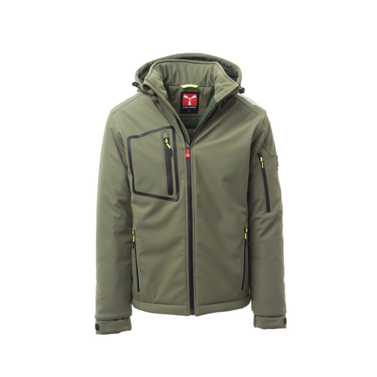 Liquidación total - Chaquetón de trabajo Softshell Stretch Multibolsillos Payper Stream Pad AY 7256 Talla 5XL negro/negro