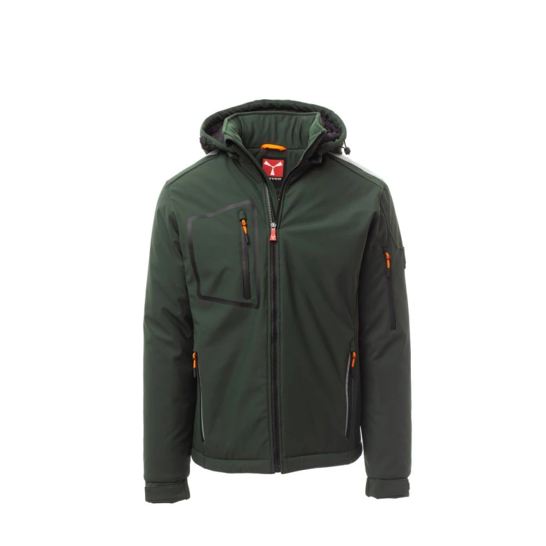 Liquidación total - Chaquetón de trabajo Softshell Stretch Multibolsillos Payper Stream Pad AY 7256 Talla 5XL negro/negro