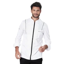Liquidación total - Chaqueta de trabajo Chef Eros Siggi 28GC0004/01-0757 Talla M Color Blanco Negro