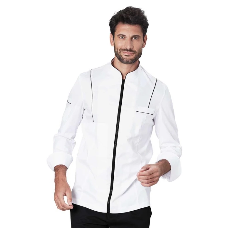 Liquidación total - Chaqueta de trabajo Chef Eros Siggi 28GC0004/01-0757 Talla M Color Blanco Negro