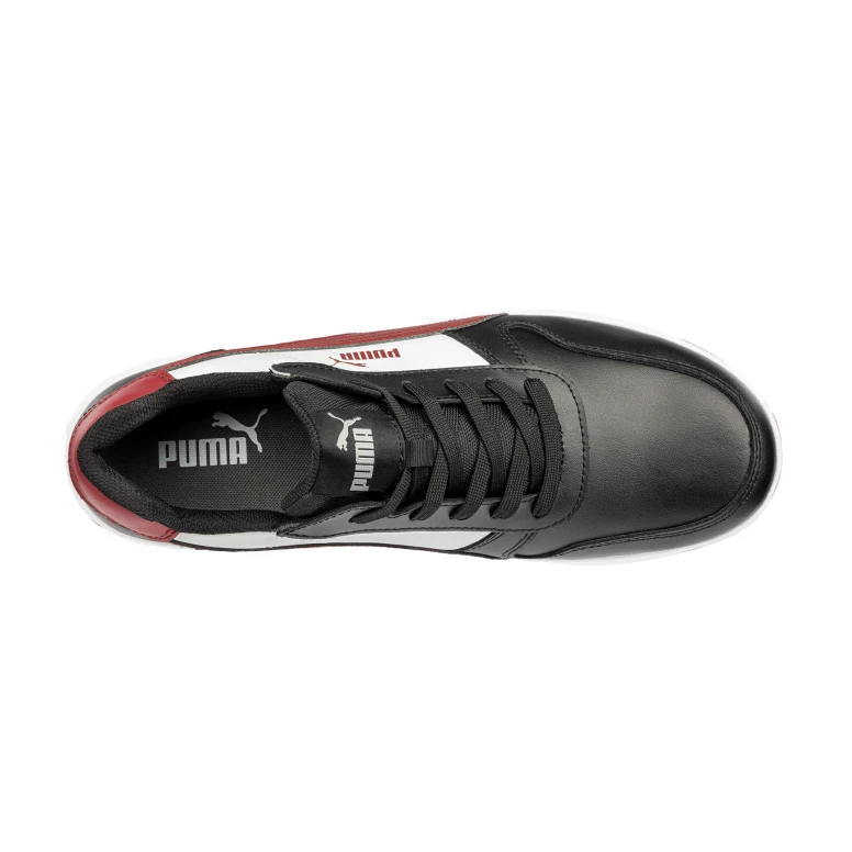 Liquidación total - Zapatos de seguridad Puma Frontcourt Black/White/Red Low S3 FO HRO ESD SRC 640200 número 39