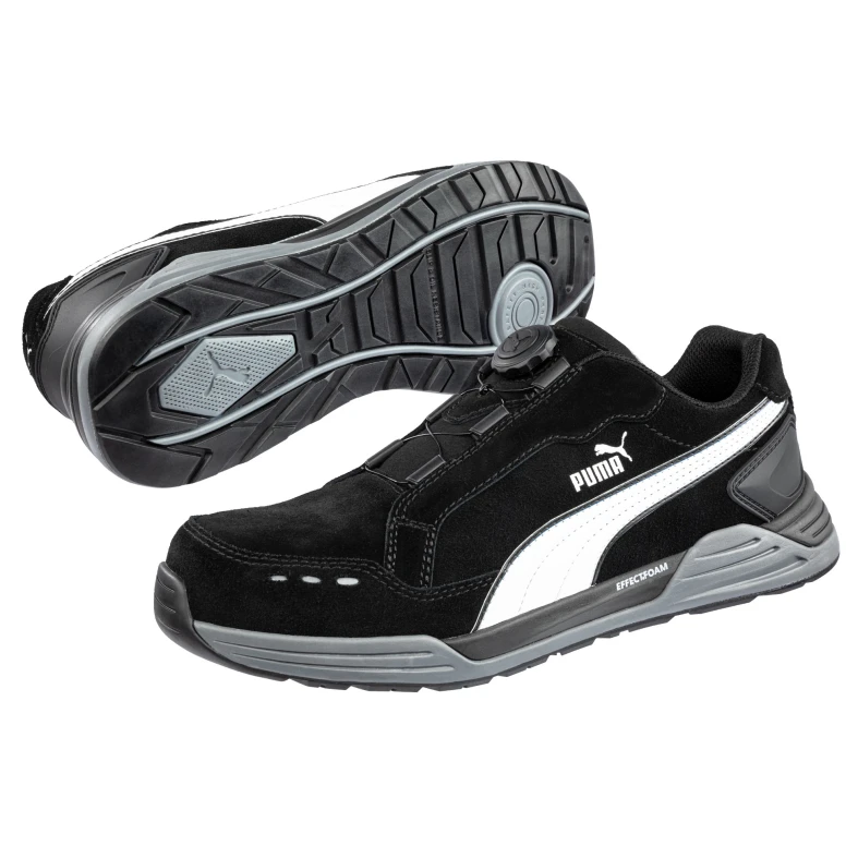 Liquidación total - Zapatos de seguridad Puma Airtwist Black Disc Low con cierre BOA S3 HRO ESD SRC 644651 número 43