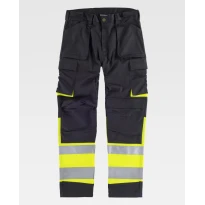 Liquidación total - Pantalón de trabajo Multibolsillos Alta visibilidad C2918 - Workteam Número 42 Color Negro Naranja