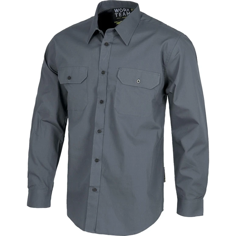 Liquidación total - Camisa de trabajo reforzada a manga larga - Workteam Número 48 Color Gris