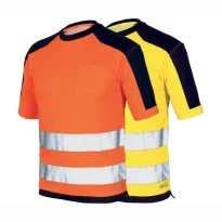 Liquidación total - T-shirt Alta visibilidad ISSA LINE - 08186 Talla M Color Naranja Flúor Azul Marino