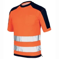 Liquidación total - T-shirt Alta visibilidad ISSA LINE - 08186 Talla M Color Naranja Flúor Azul Marino