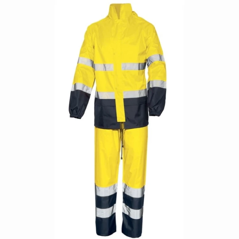 Liquidación total - Conjunto Impermeable Alta visibilidad ISSA LINE - 01800 Talla M Color Naranja Flúor Azul Marino