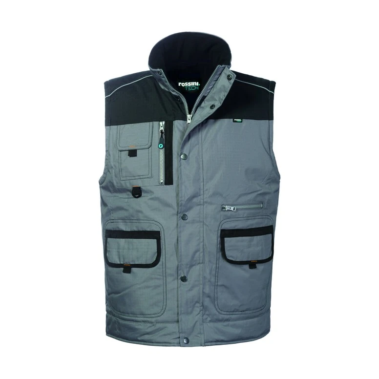 Liquidación total - Chaleco de trabajo Multibolsillos Rossini Bradford HH624 Talla 2XL Color Negro