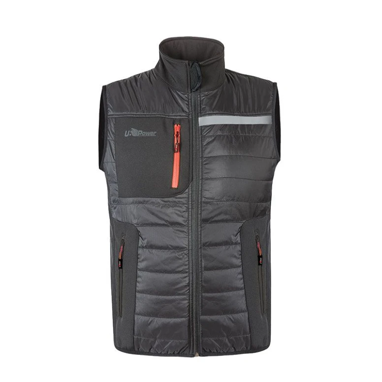 Liquidación total - Chaleco de trabajo acolchado Hidrorrepelente Multibolsillos U-Power Wall FU278 Talla XS Color Gris asfalto