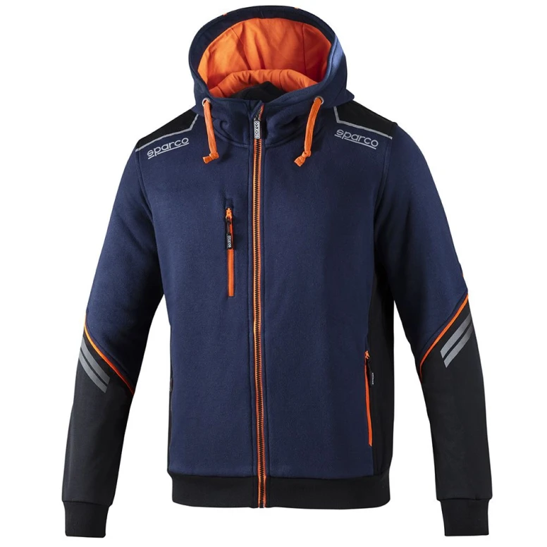 Liquidación total - Sudadera con capucha de trabajo Sparco Tech Hooded full zip 02414 Talla 2XL Color Negro Gris