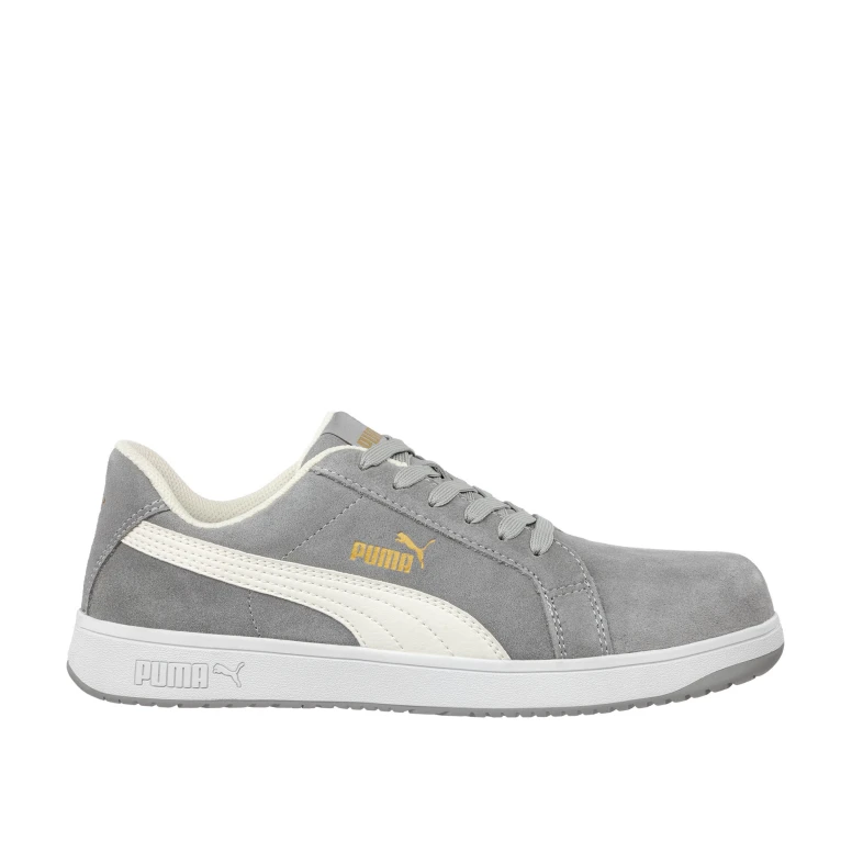Liquidación total - Zapatos de seguridad Puma Iconic Suede Grey Low S1P FO HRO ESD SRC 640030 Número 44