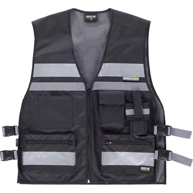 Chaleco de trabajo Combi HIGH VISIBILITY WorkTeam - negro con bandas