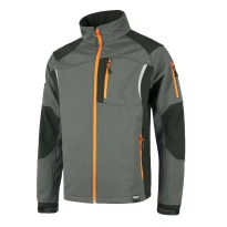 Liquidación total - Chaqueta Workshell combinada con cremallera de nylon - Workteam color rojo/gris Talla M