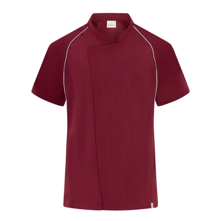 Liquidación total - Chaqueta Giblor's Mao Hostelería Javier 25P08G430 Cocinero Manga corta Benessere Talla XL Color Burdeos