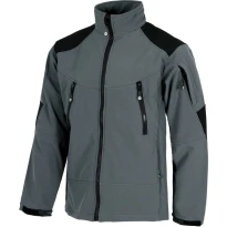 Liquidación total - Chaqueta Workshell multibolsillos combinada de cuello alto - Workteam color gris/negro Talla L