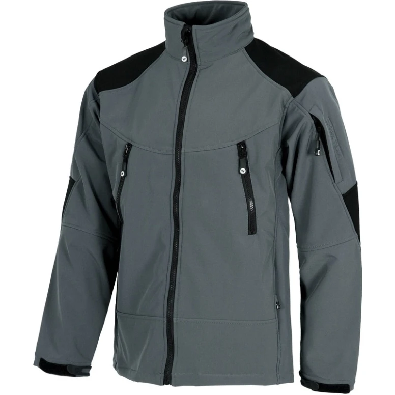 Liquidación total - Chaqueta Workshell multibolsillos combinada de cuello alto - Workteam color gris/negro Talla M