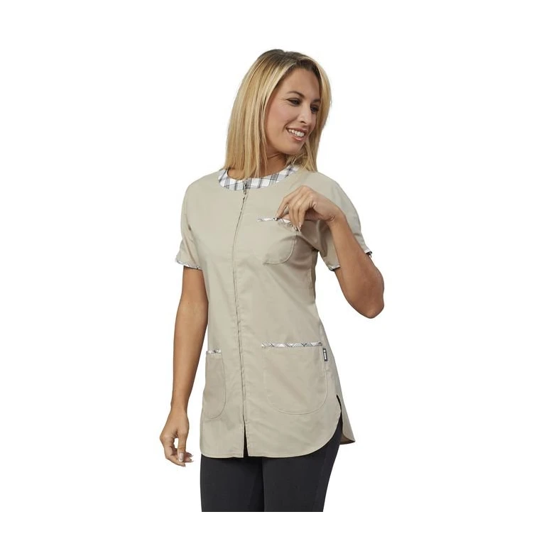 Liquidación total - Casaca de mujer multibolsillos a mangas cortas Gioia Horeca Siggi - 28CS1424/00-0001 Talla XS color Arena