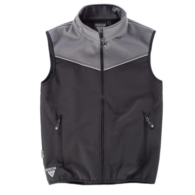 Liquidación total - Chaleco Workshell deportivo combinado con cuello alto - Workteam Talla 3xl color verde amarillo