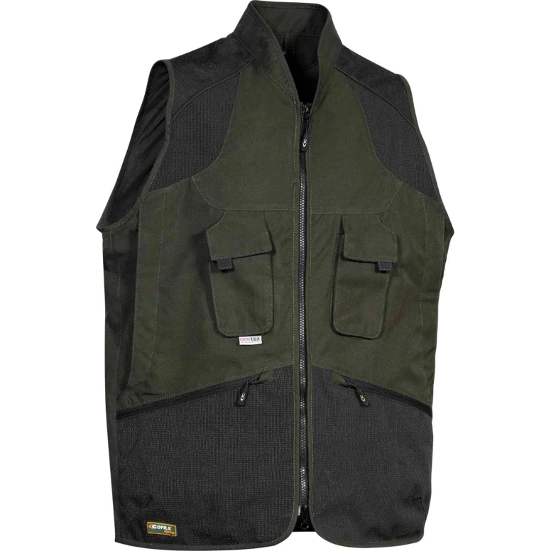 Liquidación total - Chaleco de trabajo Multibolsillos Impermeable Cofra Wulfem V324-0 Talla L Color Barro negro