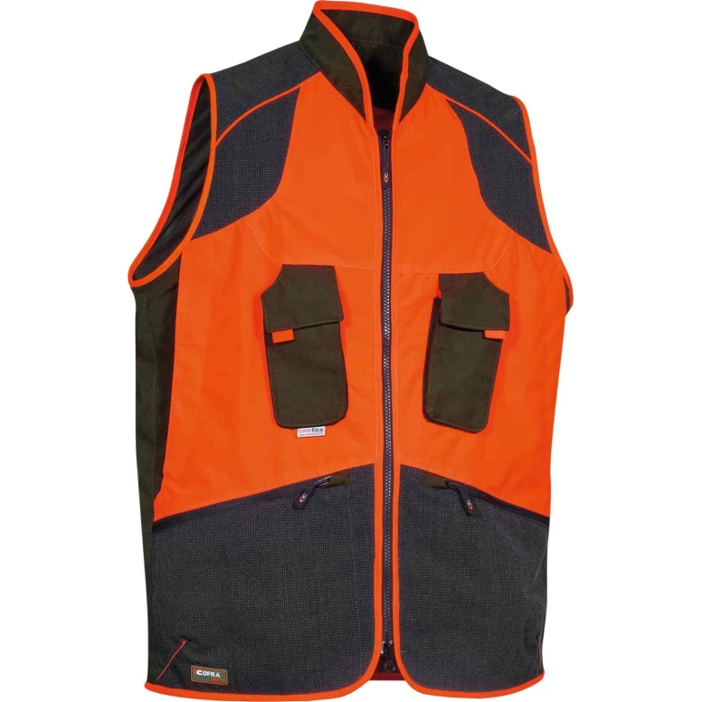 Liquidación total - Chaleco de trabajo Multibolsillos Impermeable Cofra Wulfem V324-0 Talla L Color Barro negro