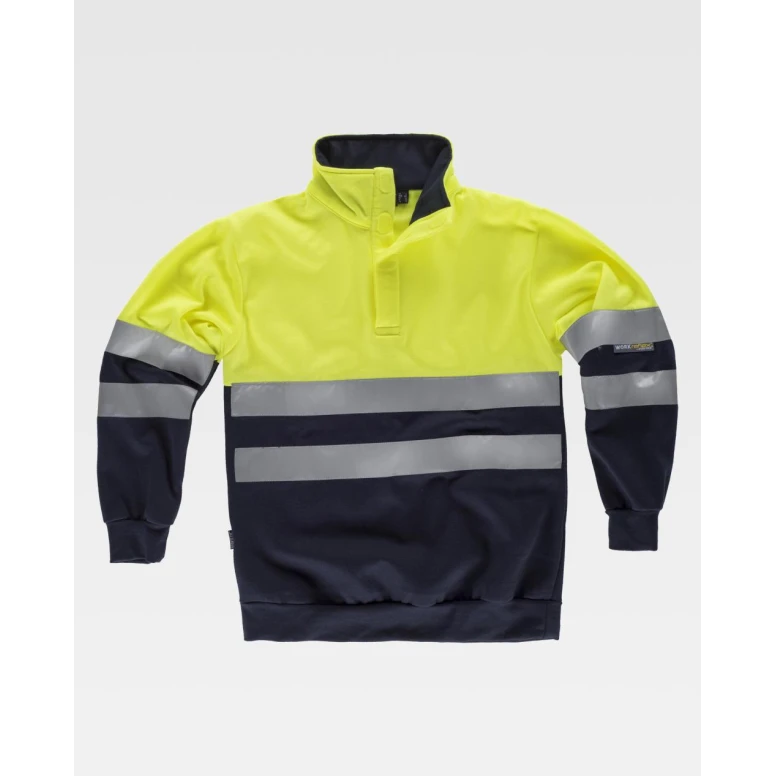 Liquidación total - Sudadera de trabajo de cuello alto Alta visibilidad C3839 - Workteam Talla M color amarillo marino