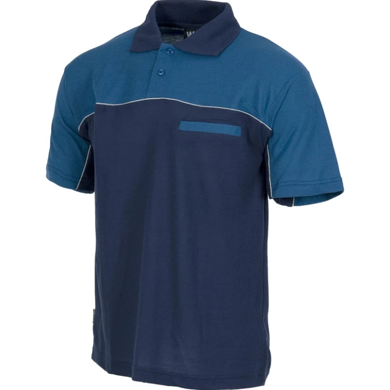 Liquidación total - Polo combinada de tejido piquè a manga corta - Workteam Talla 2xl color marino celeste
