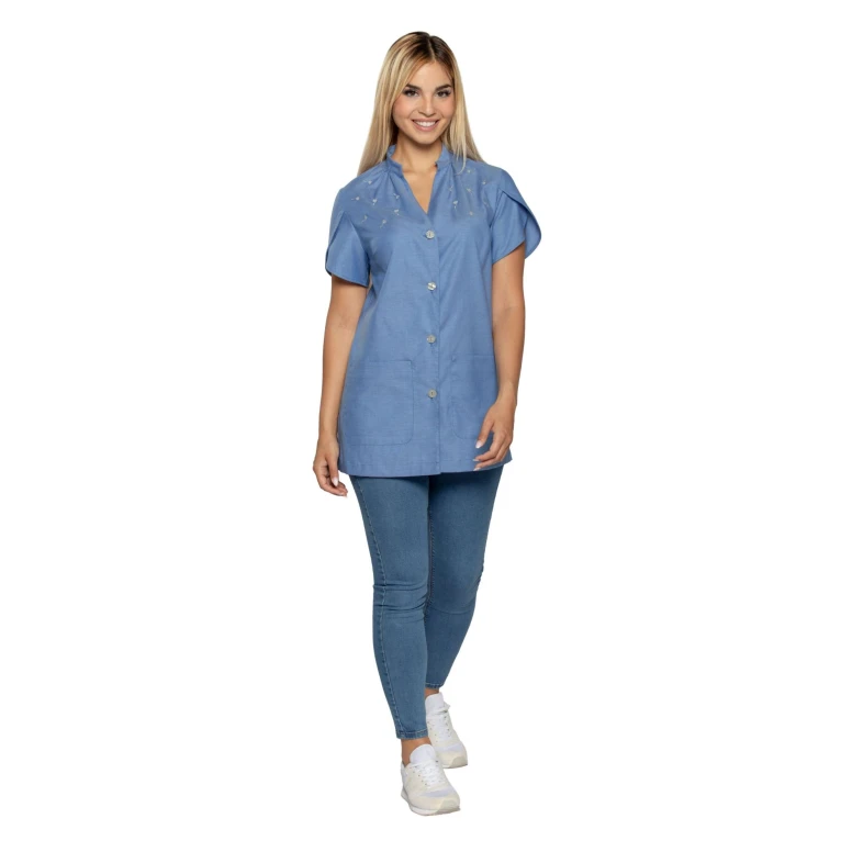 Liquidación total - Casaca de mujer a mangas cortas Siggi Coraline - 28CS1882/00 Talla L Color Celeste