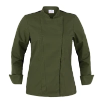 Liquidación total - Chaqueta Mao de trabajo Cocinero Giblor's Agata Lady 23P08G341 Talla XS Color Verde Militar