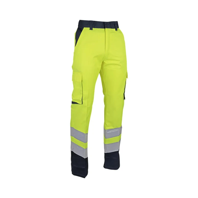 Liquidación total - Pantalón de trabajo LMA Protection 1563 sin metal multibolsillos Color Azul Marino Amarillo