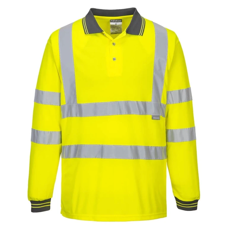 Liquidación total - Polo de trabajo Manga Larga Alta Visibilidad Portwest S277 Talla M Color Naranja